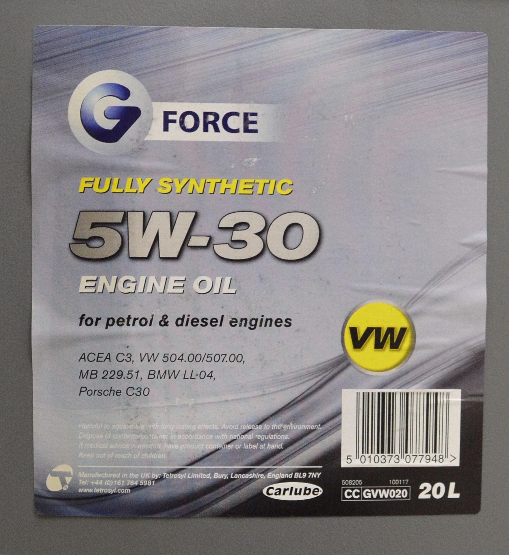 GForce fully synthetic 5W-30 Engine Oil - 20L - Image 2 of 2