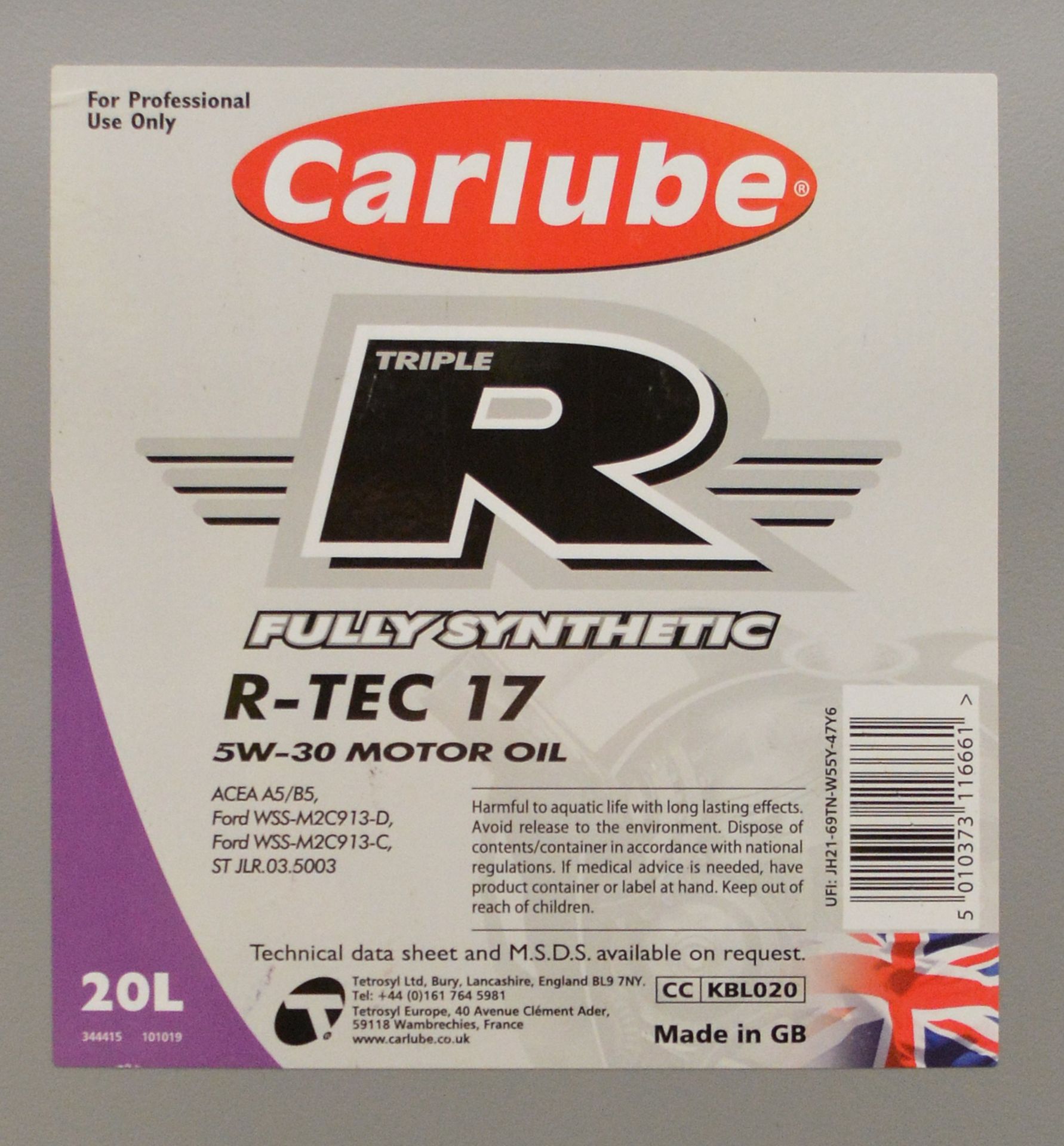 Carlube R fully synthetic R-Tec 17 Motor Oil - 20L - Image 2 of 2