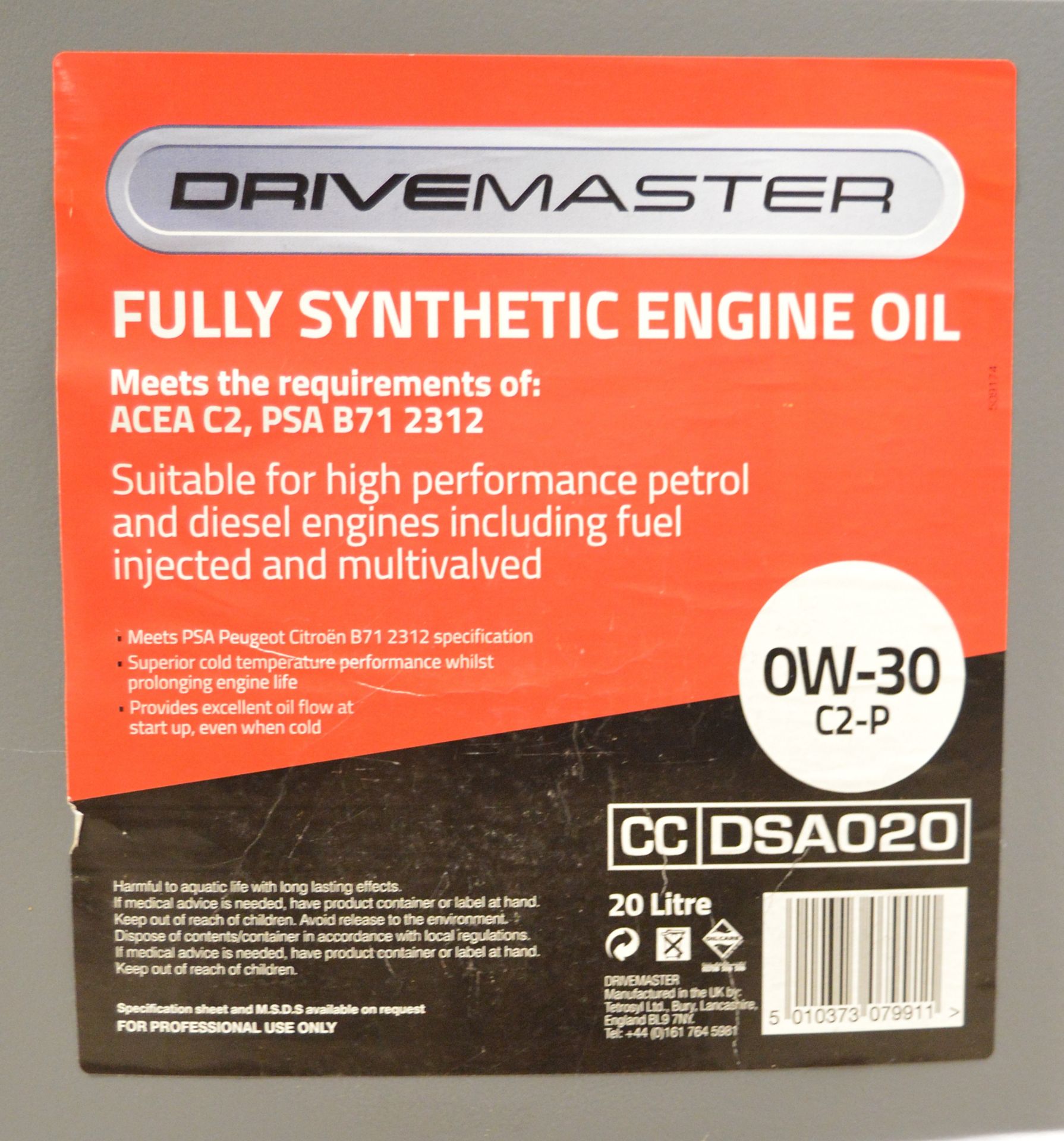 Drivemaster fully synthetic 0W-30 Engine Oil - 20L - Image 2 of 2