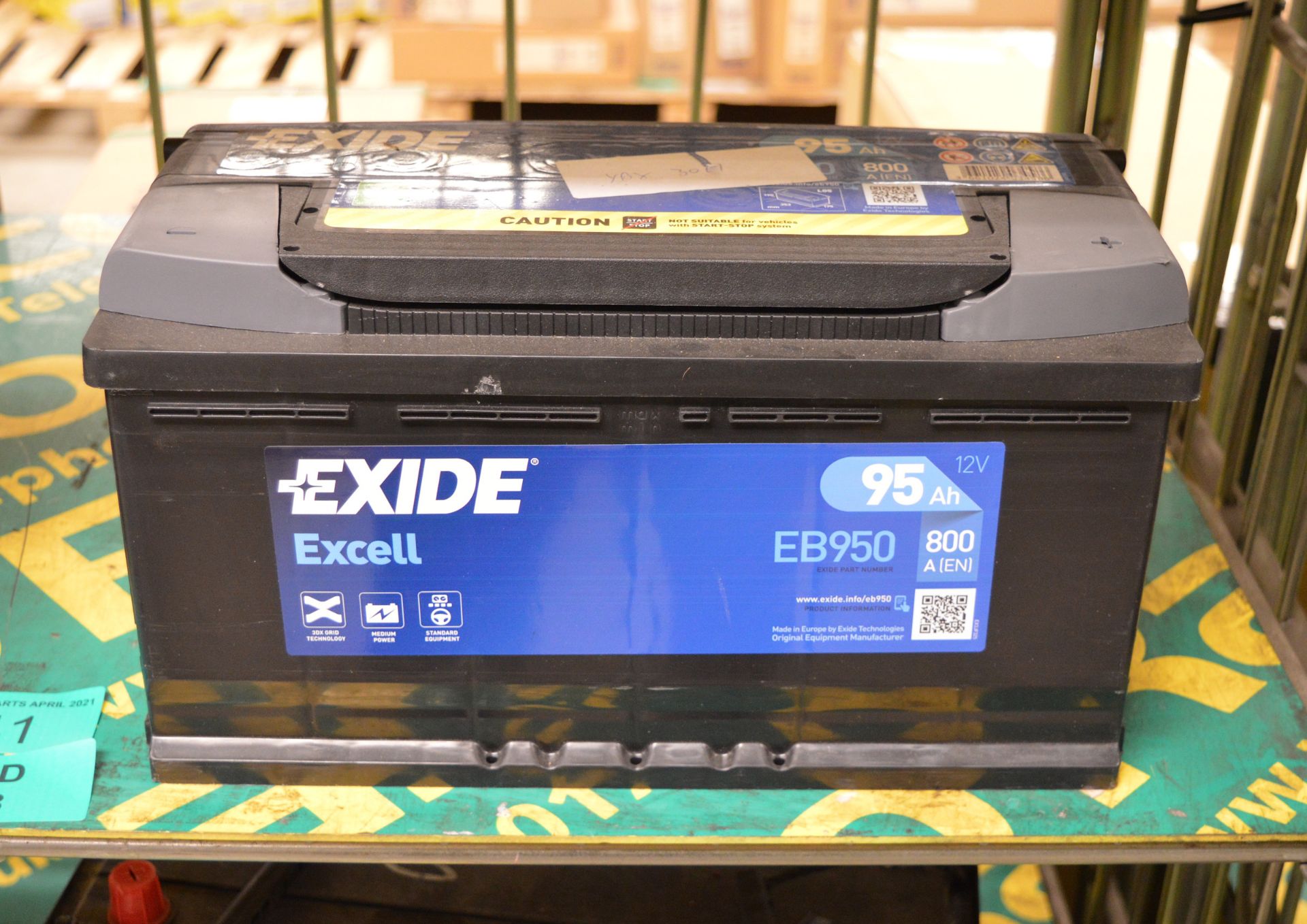 2x Exide Excell EB950 Batteries - Image 3 of 3