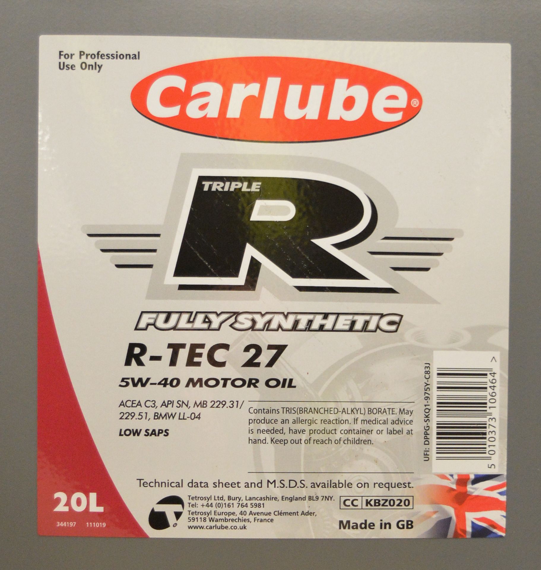 2x Carlube R fully synthetic R-Tec 27 Motor Oil - 20L - Image 2 of 2