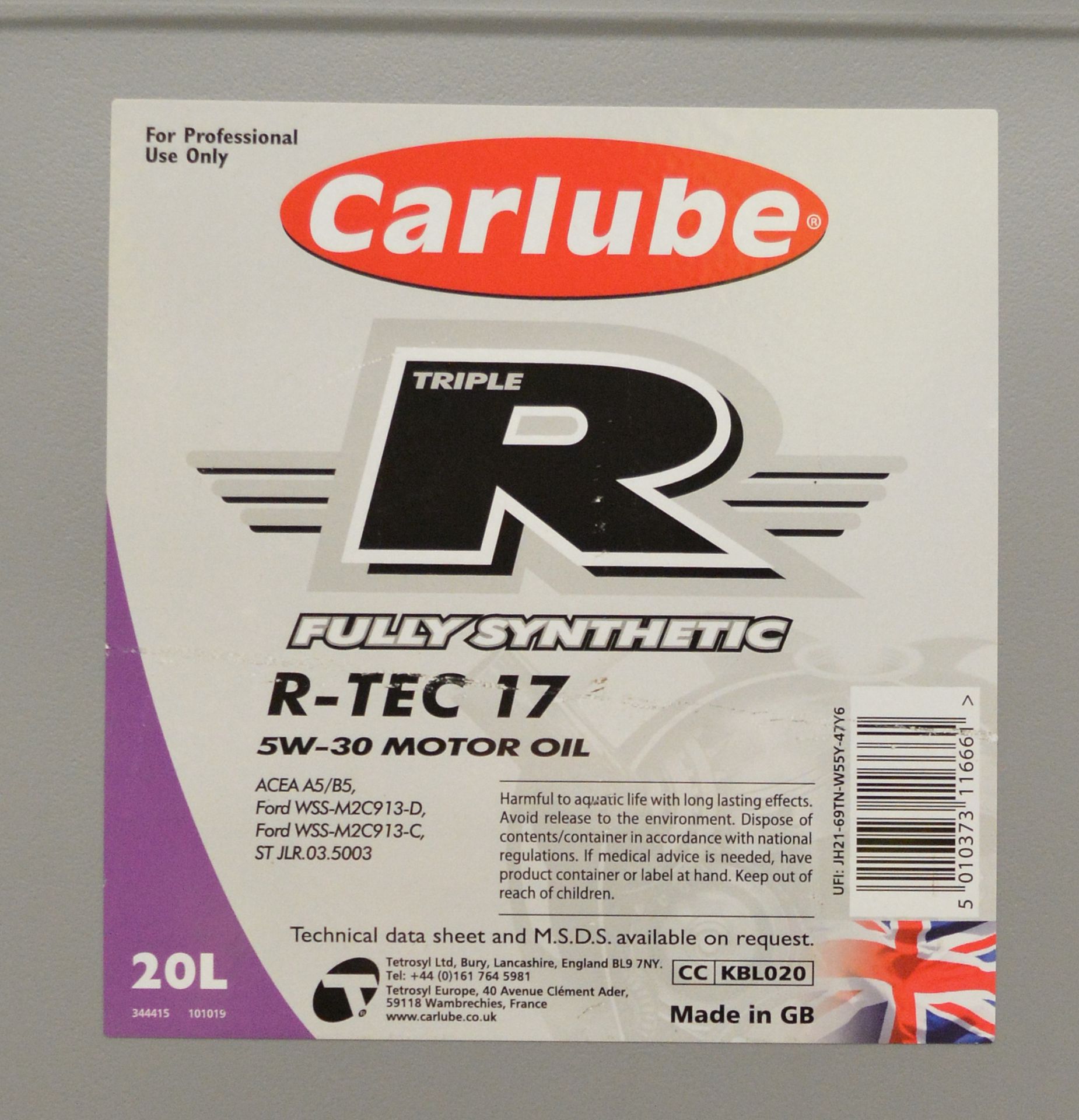 Carlube R fully synthetic R-Tec 17 Motor Oil - 20L - Image 2 of 2