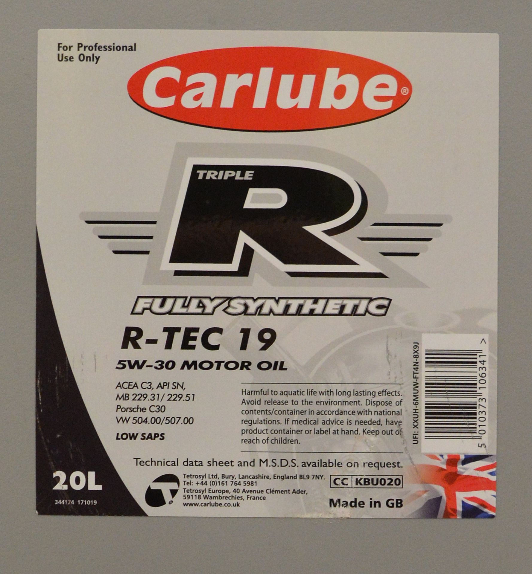 Carlube R fully synthetic R-Tec 19 Motor Oil - 20L - Image 2 of 2