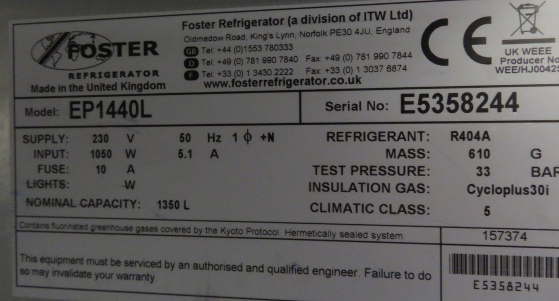 Foster EP1440L Freezer 2 Door - Image 5 of 5