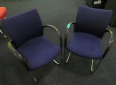 2x Purple Upholstered Office Chairs