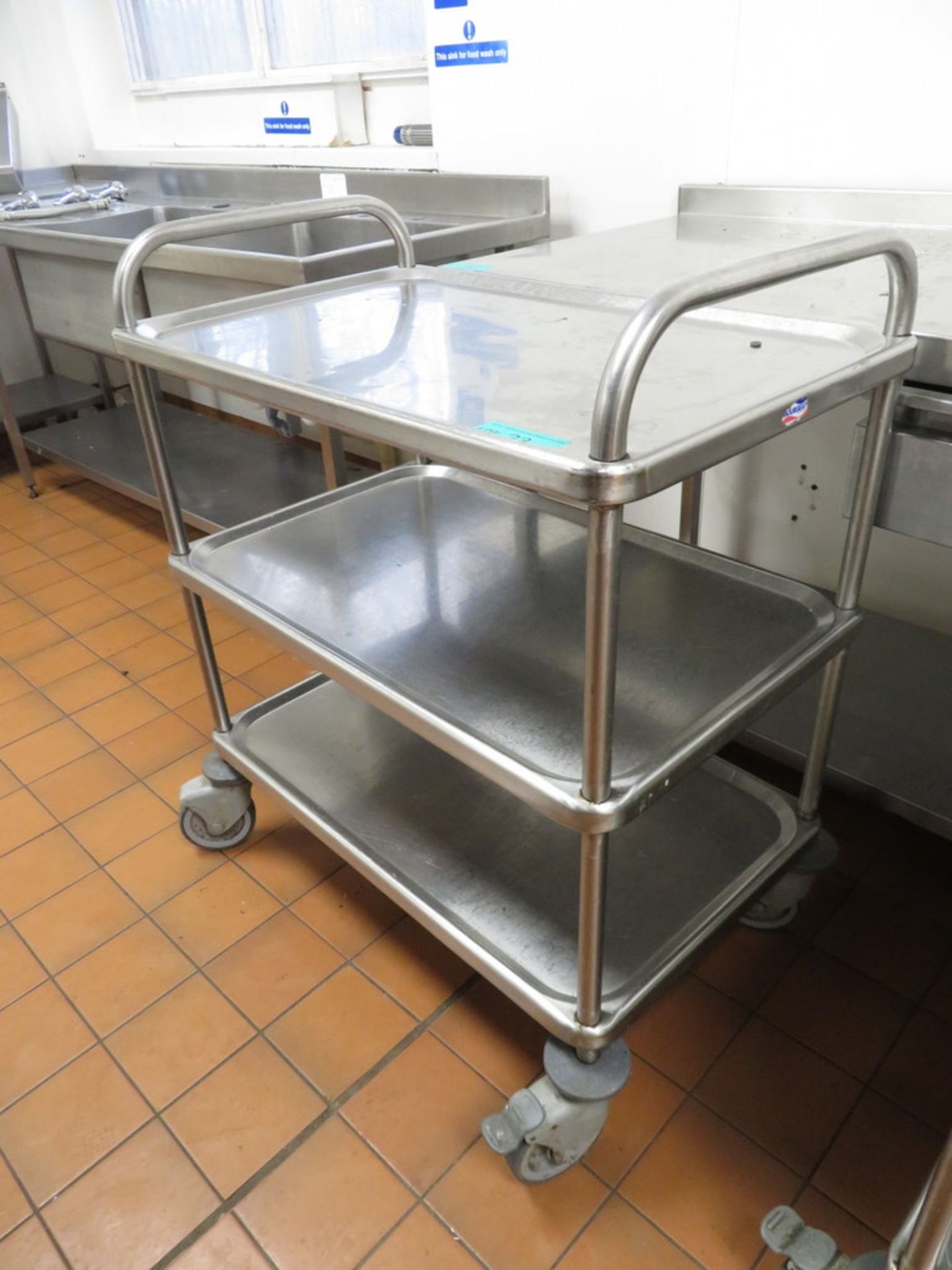 Stainless Steel 3 Tier Mobile Kitchen Trolley - Image 2 of 3