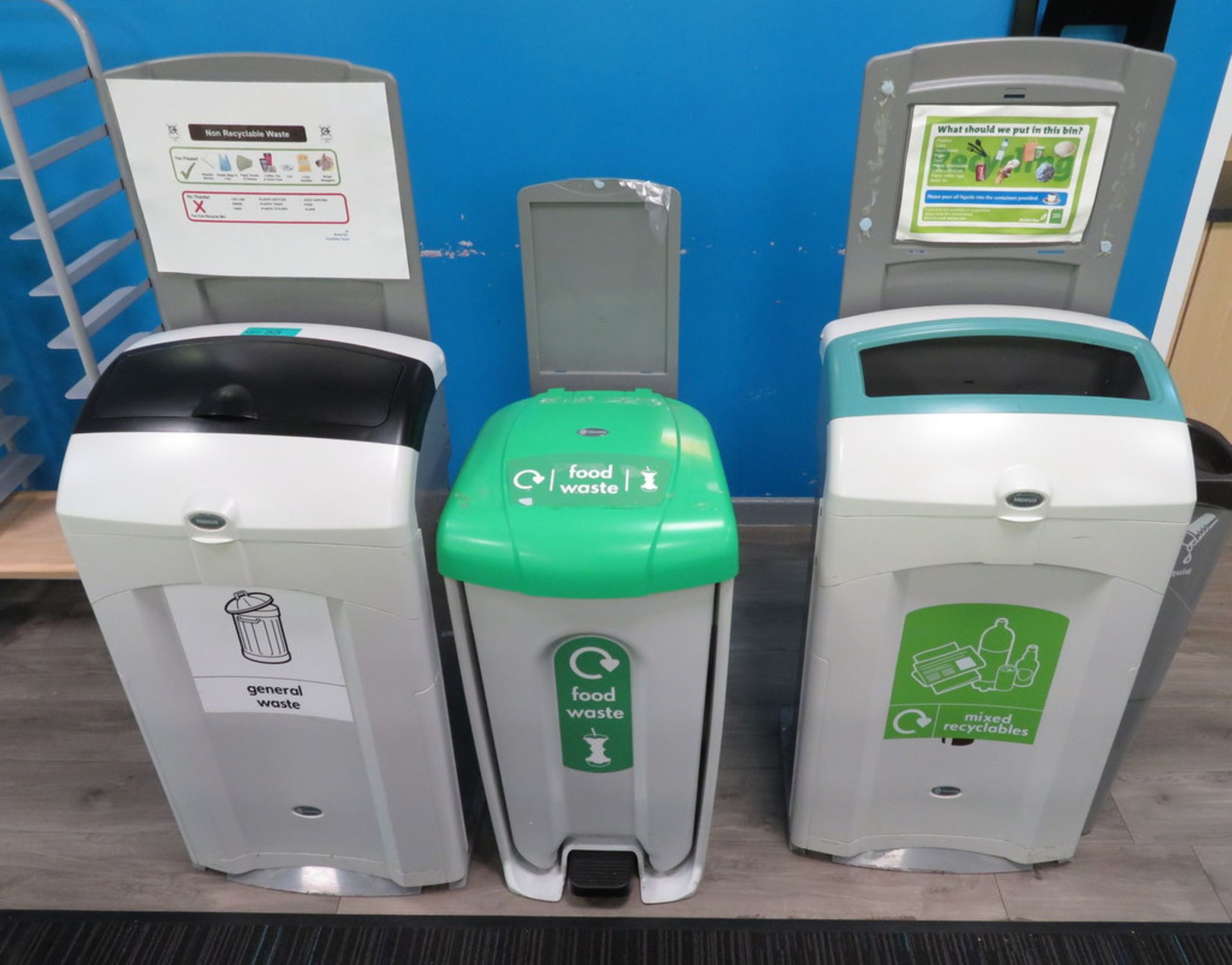 3x Various Waste Bins. To Include: General Waste, Mixed Recyclables & Food Waste.