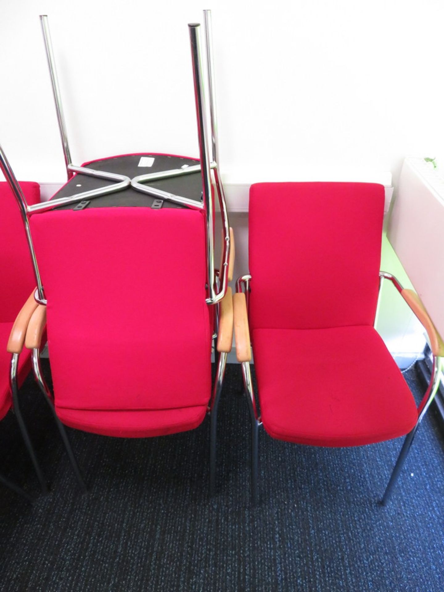 9x Red Upholstered Padded Chairs. - Image 3 of 3