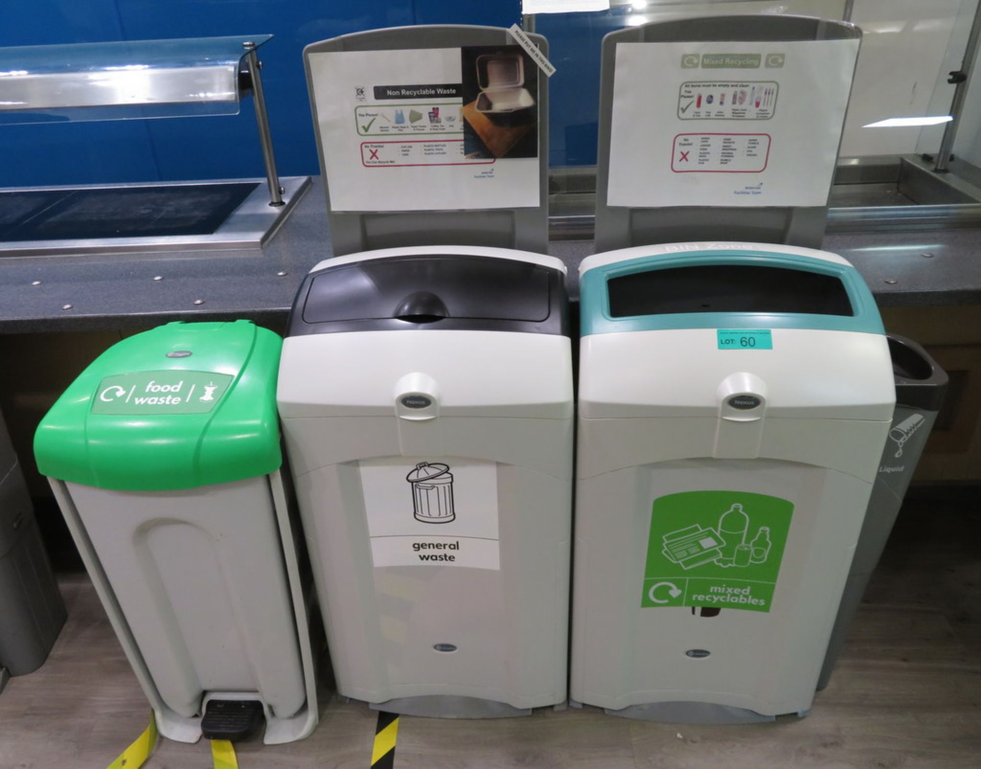 3x Various Waste Bins. To Include: General Waste, Mixed Recyclables & Food Waste.