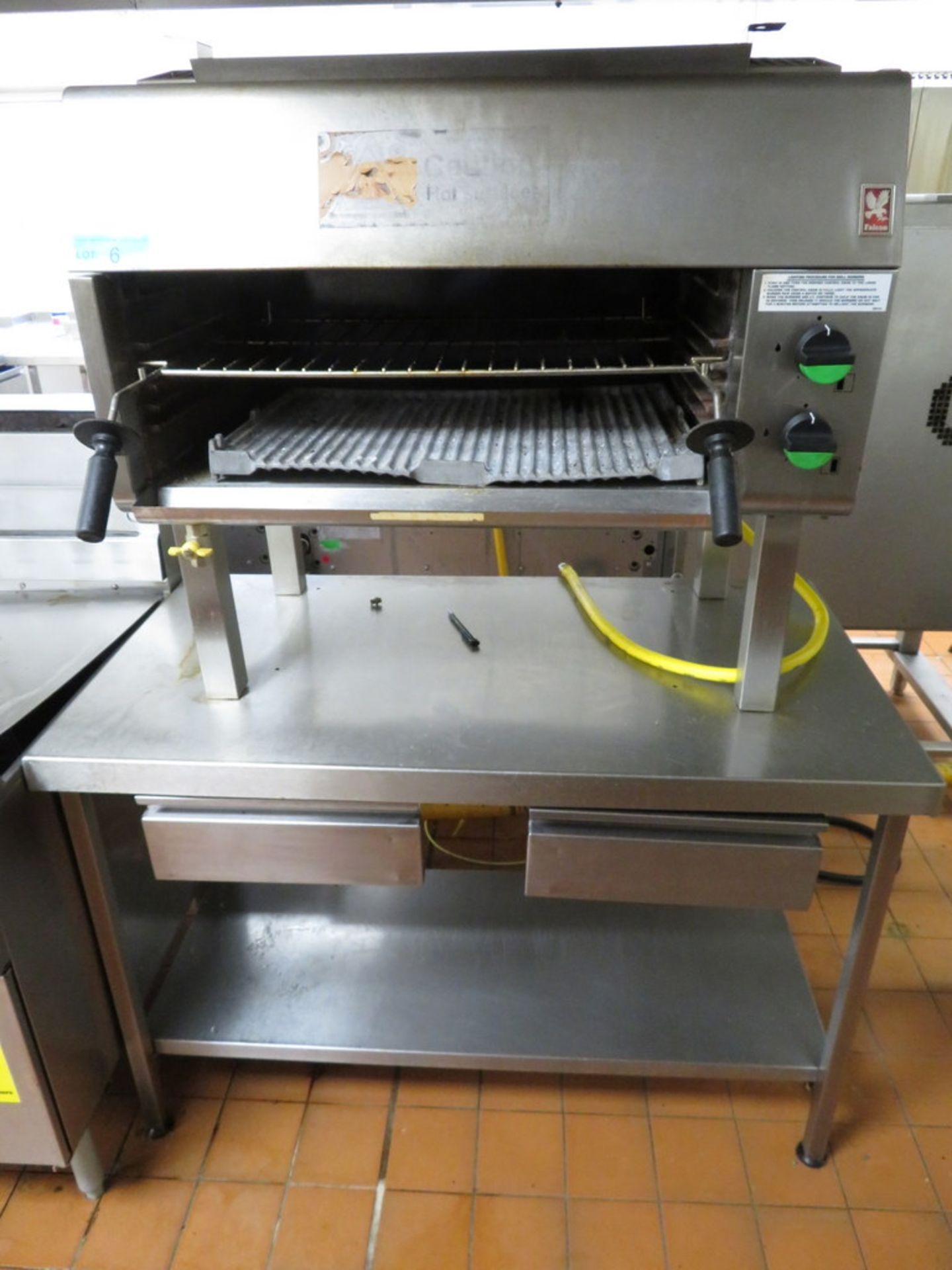 Falcon G1528 Salamander Gas Grill With Stainless Steel Prep Table