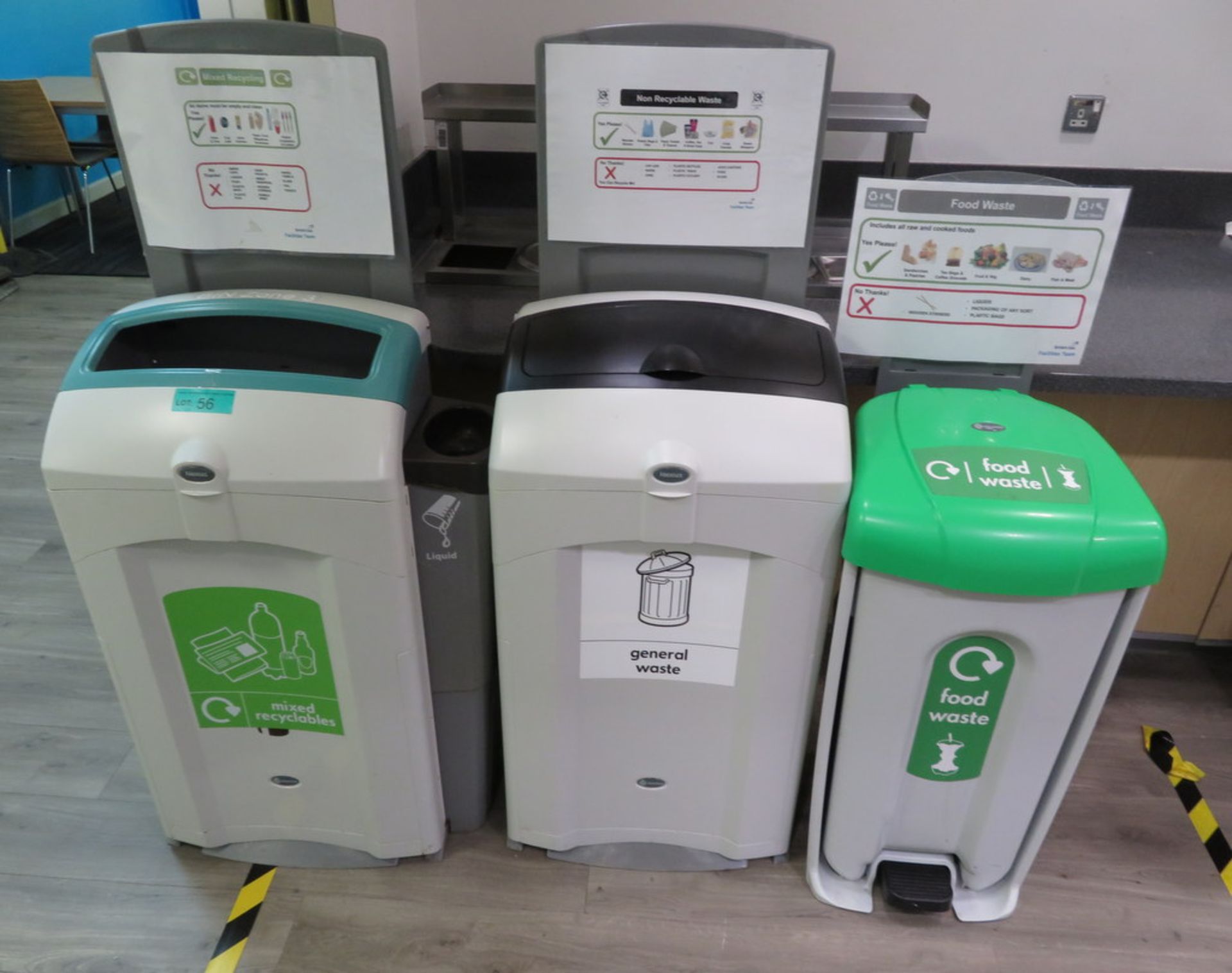 3x Various Waste Bins. To Include: General Waste, Mixed Recyclables & Food Waste.