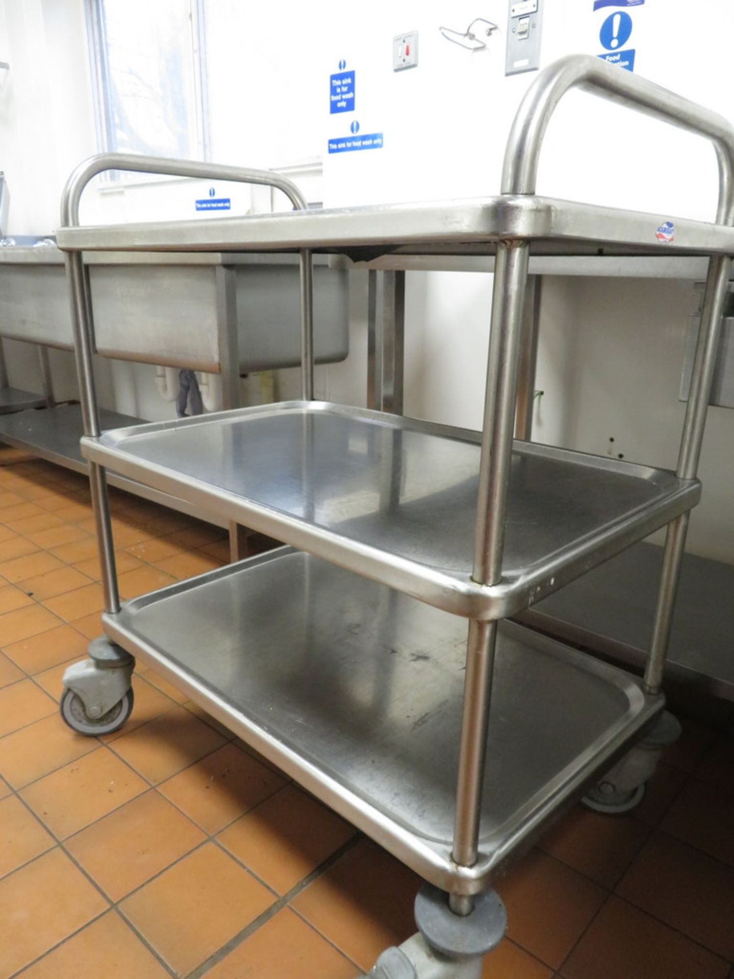 Stainless Steel 3 Tier Mobile Kitchen Trolley - Image 3 of 3