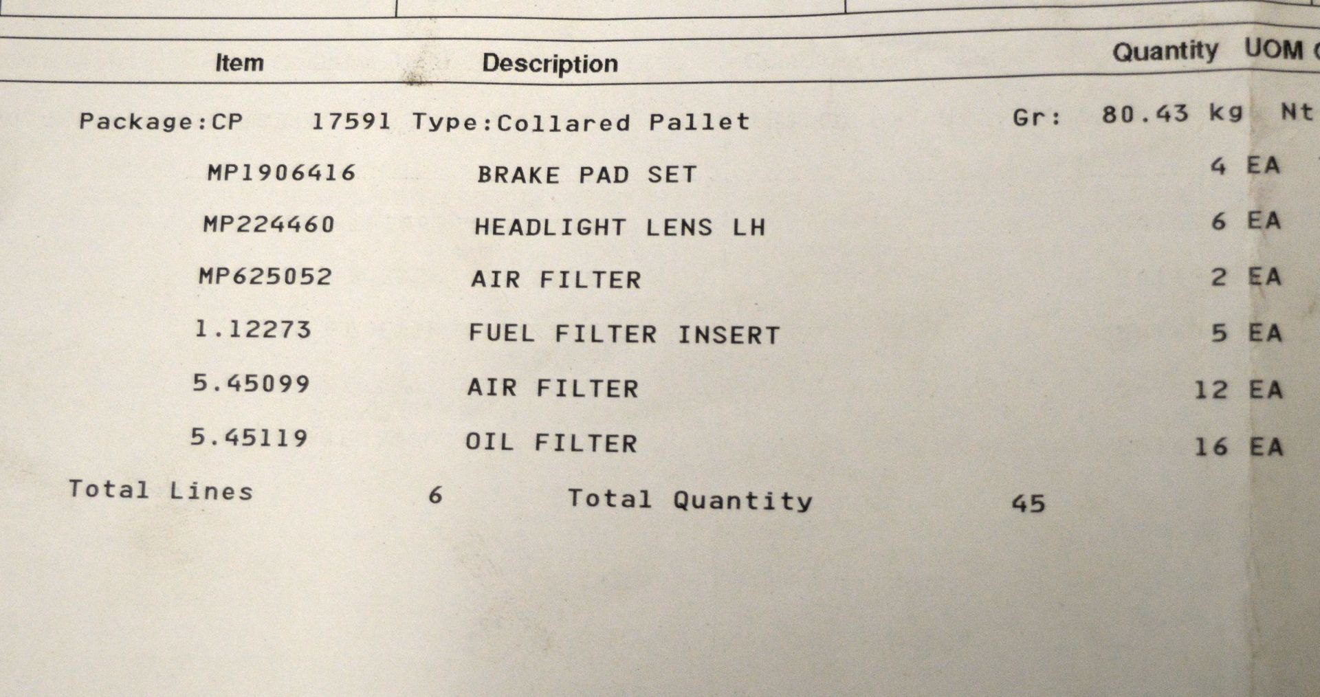 Vehicle parts - brake pad sets, air & oil filters, fuel filter inserts, - see pictures - Image 7 of 7