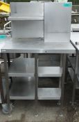 Stainless Steel Multi-Tier Corner Shelving Unit L 820 x W 690 x H 1370mm - on castors