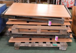 6x Wooden topped Table Assemblies - L1500 x D750mm