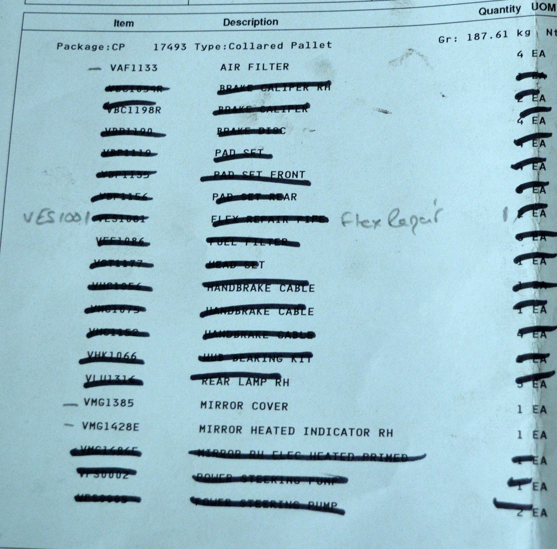 Vehicle parts - air filters, fuel filters, pad sets, handbrake cables - see picture for itinerary - Image 10 of 12