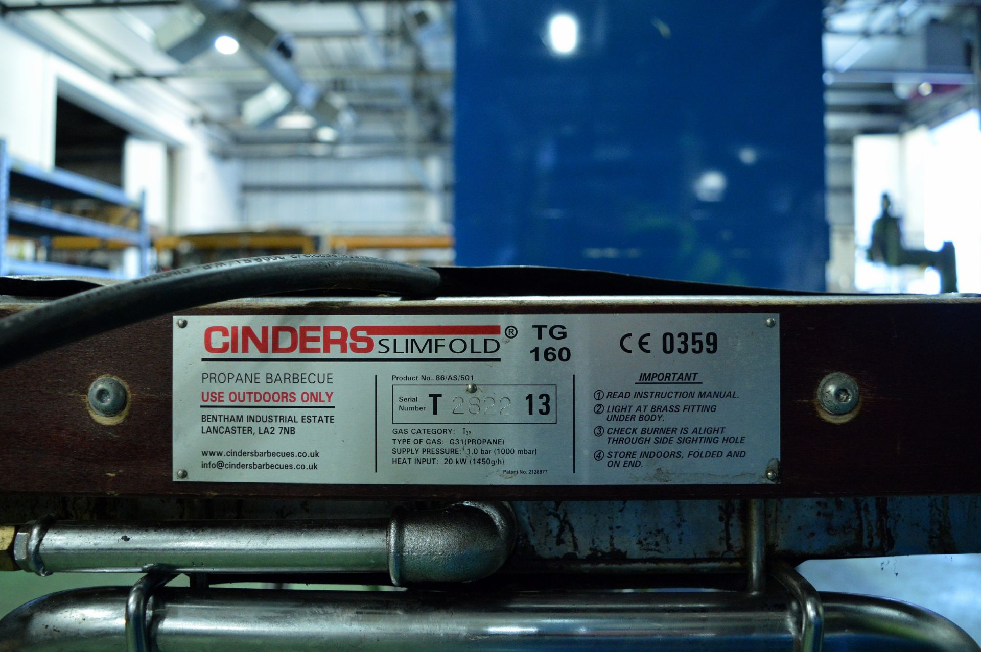 Cinders Slimfold TG160 Propane Gas BBQ - L1700 x W660 x H800mm - Image 3 of 3