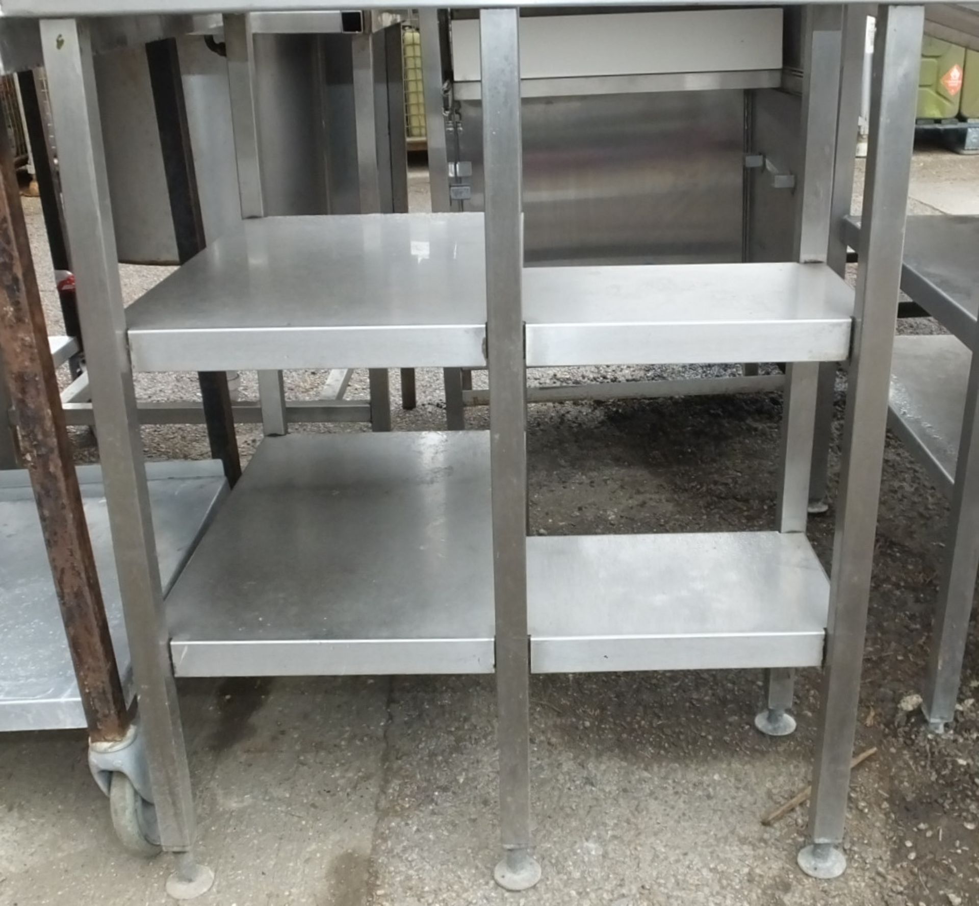 Stainless Steel Multi-Tier Corner Shelving Unit L 820 x W 690 x H 1370mm - on castors - Image 3 of 3