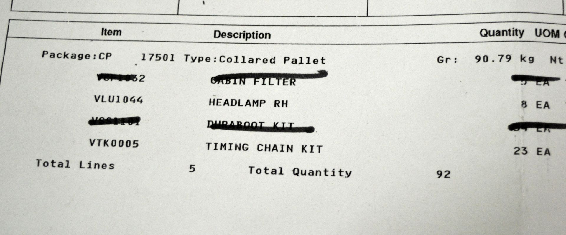 Vehicle parts - timing chain kits, RH headlight assemblies - see picture for itinerary - Image 5 of 5