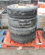 4x Used Vehicle Tyres Size 275/70R 22.5