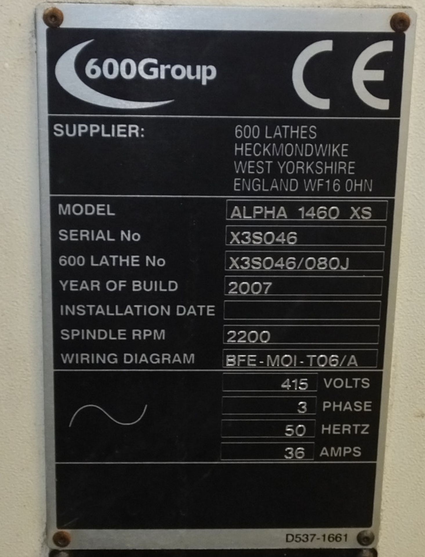 Harrison Alpha 1460XS lathe - Serial X3S046 - 600 lathe no X3S046 / 080J - Year of build 2 - Image 22 of 30