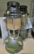 2x Kerosene Lanterns - Green base - black top