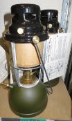 2x Kerosene Lanterns - Green base - black top