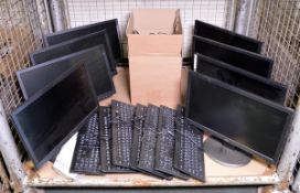 Various Fujitsu Computer Monitors, cables, mouses & USB Keyboards