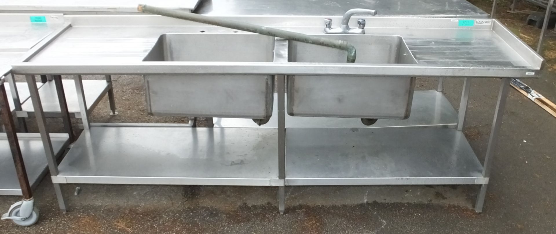 Lockhart Stainless Steel Double Sink Unit L2400 x W650 x H910mm