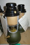 2x Kerosene Lanterns - Green base - black top