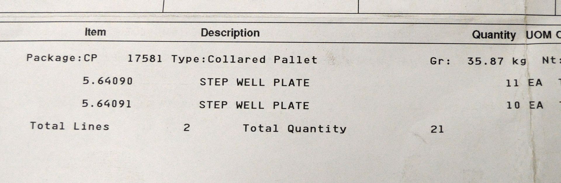 Vehicle parts - step well plates - see picture for itinerary for model numbers and quantities - Image 4 of 4