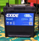 3x Vehicle batteries - Exide Excell EB504 50Ah 12V 360A, Bosch 360A 66Ah 6V, Yuasa YBX 300