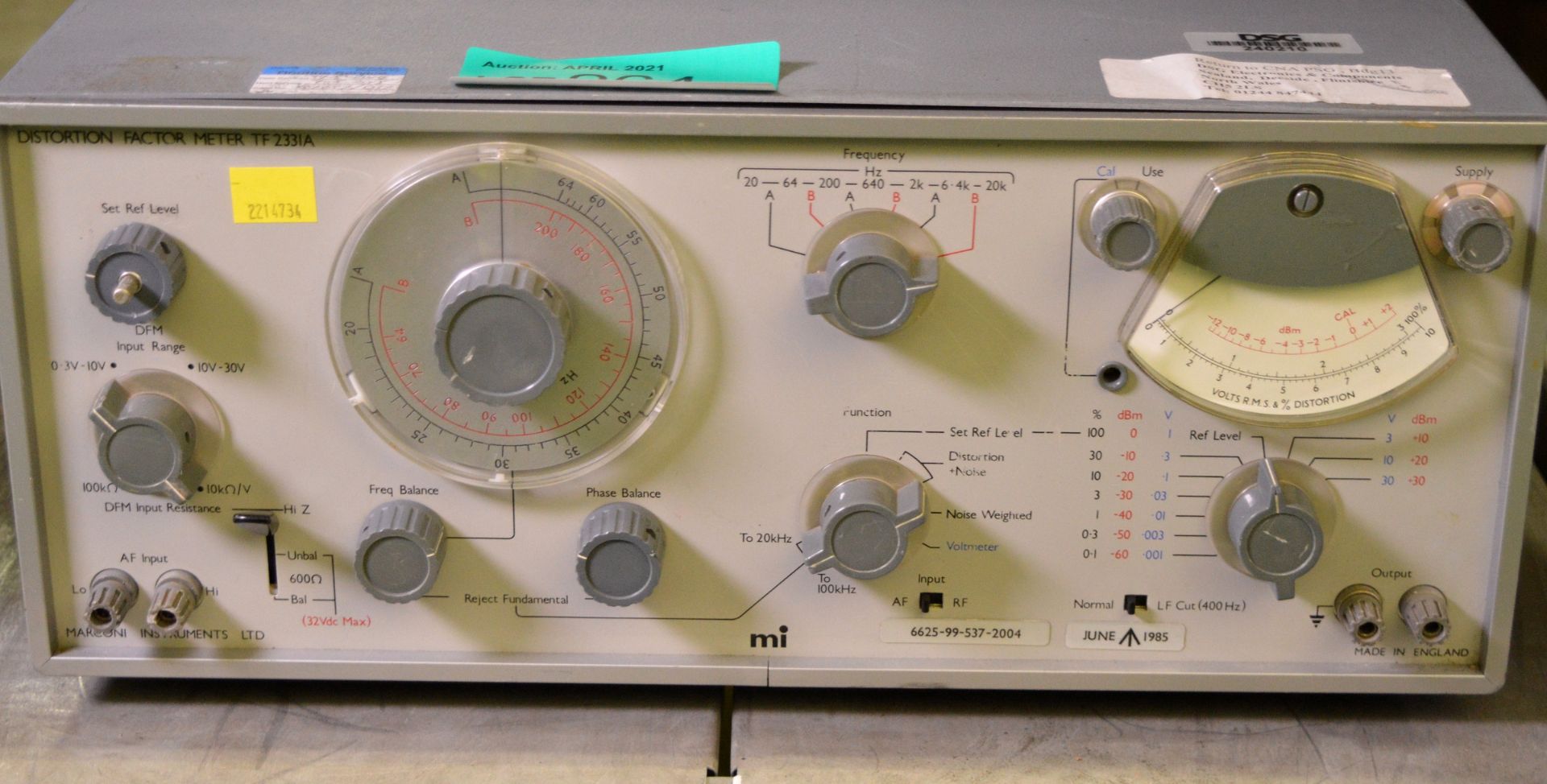 Marconi TF2331A Distortion Factor Meter - Image 2 of 2