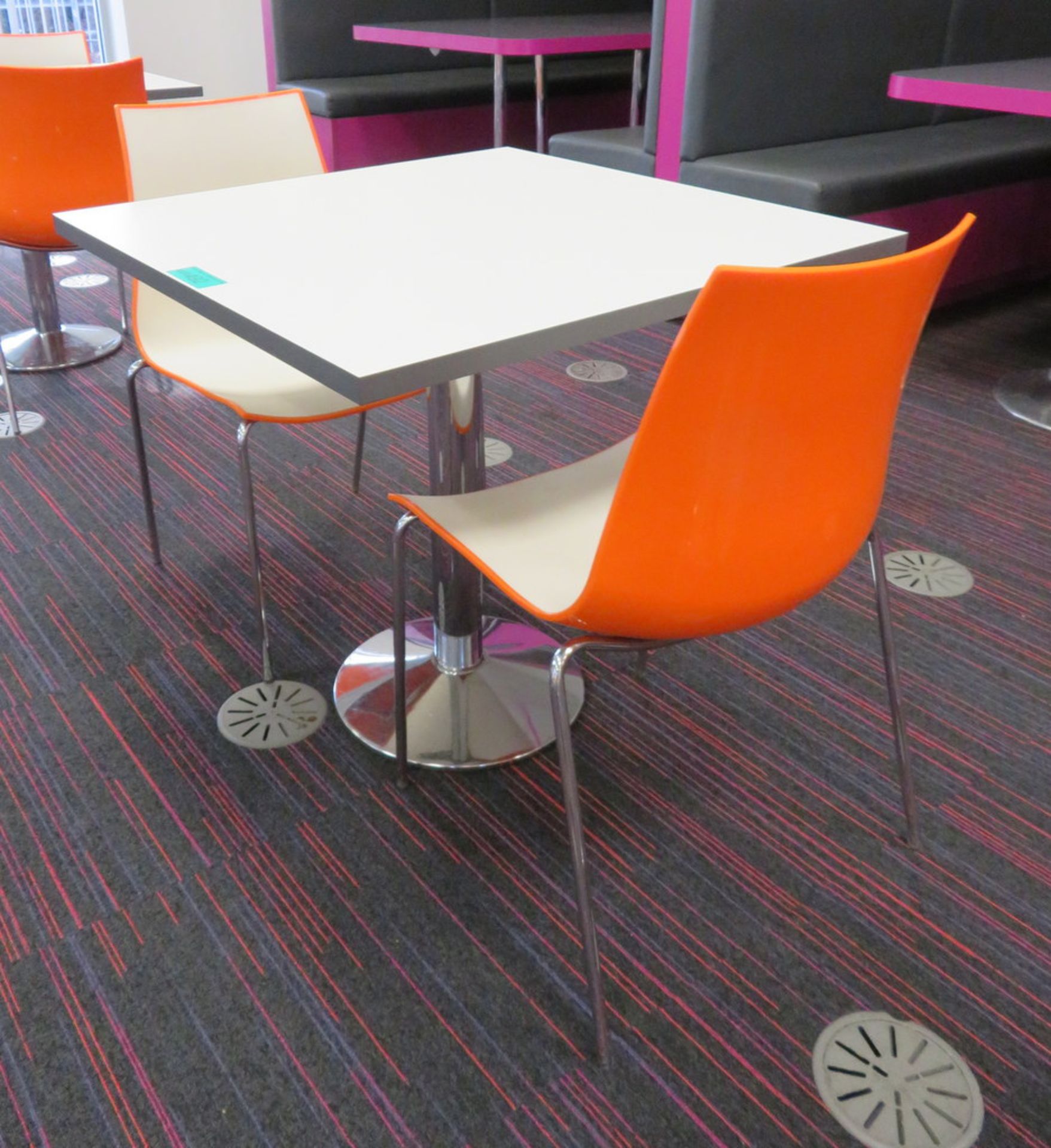Canteen Table & 2 Chairs. Dimensions: 800x800x750mm (LxDxH)