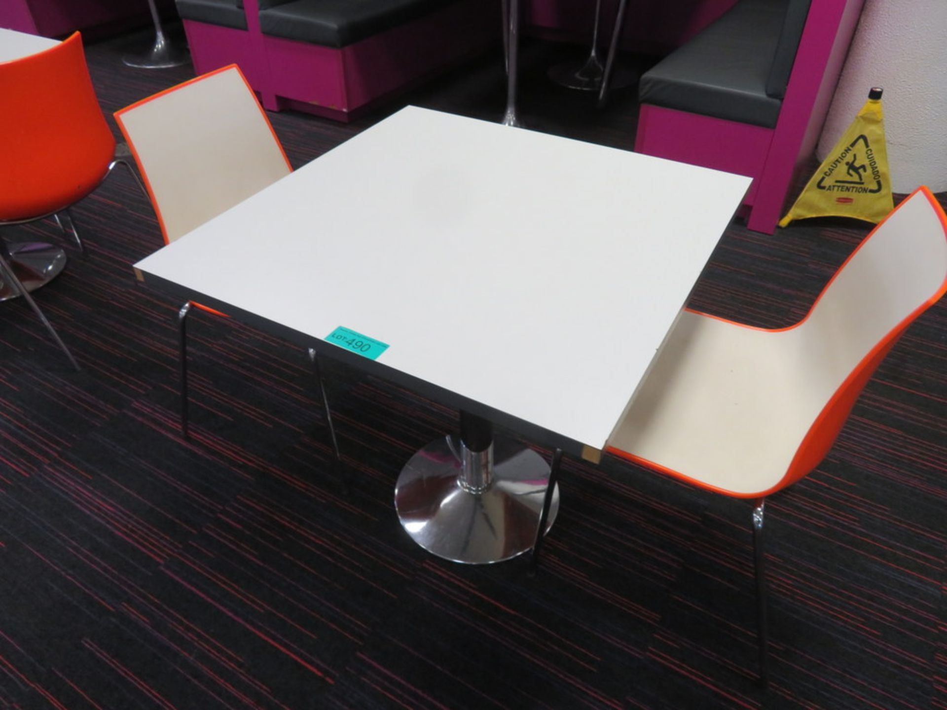 Canteen Table & 2 Chairs. Dimensions: 800x800x750mm (LxDxH)