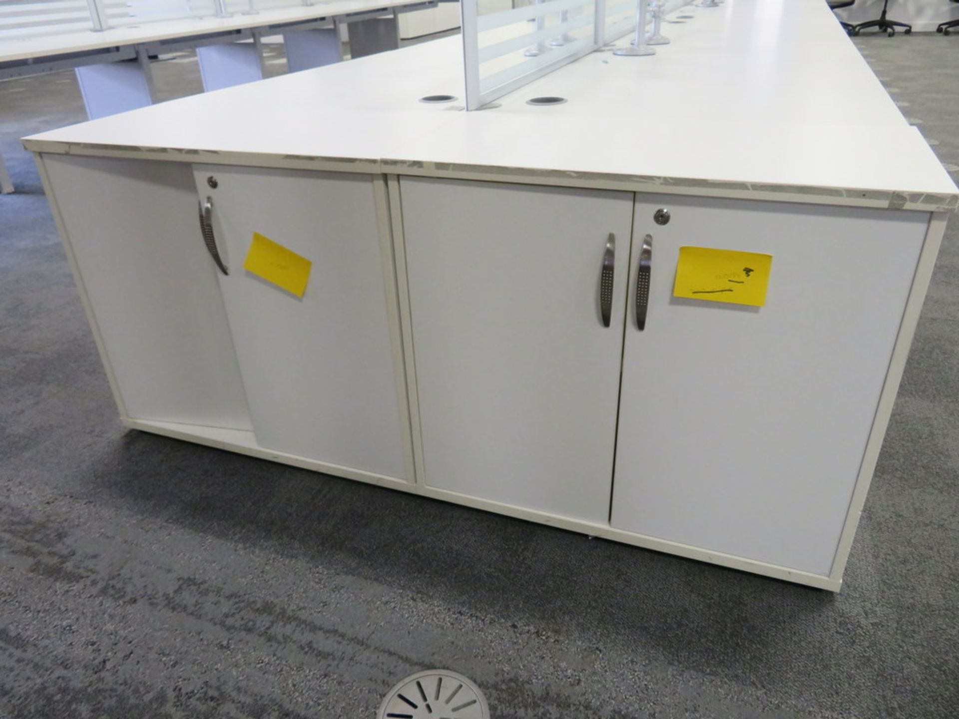 12 Person Desk Arrangement With Dividers, Monitor Arms & Storage Cupboards. - Image 5 of 5