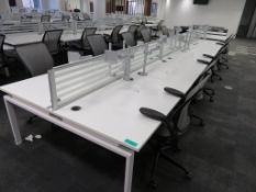 12 Person Desk Arrangement With Dividers & Monitor Arms. Please Note The Chairs Are Not Included.