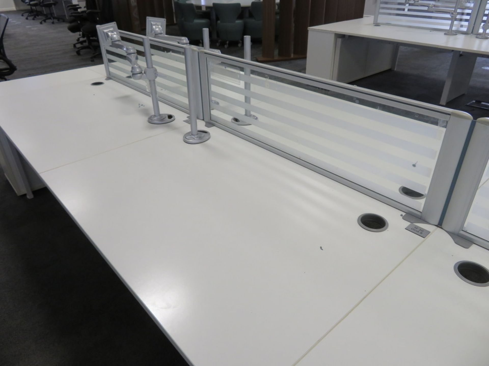 12 Person Desk Arrangement With Dividers, Monitor Arms & Storage Cupboards. - Image 4 of 5