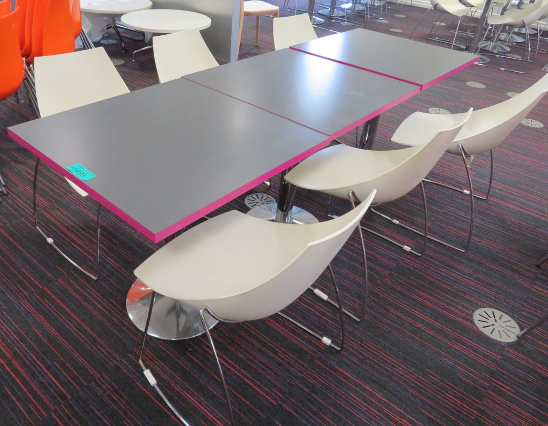 Canteen Tables & 6 Chairs. Dimensions Per Table: 700x000x750mm (LxDxH)