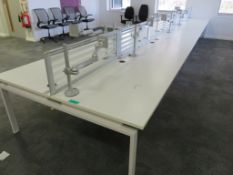 12 Person Desk Arrangement With Dividers & Monitor Arms.