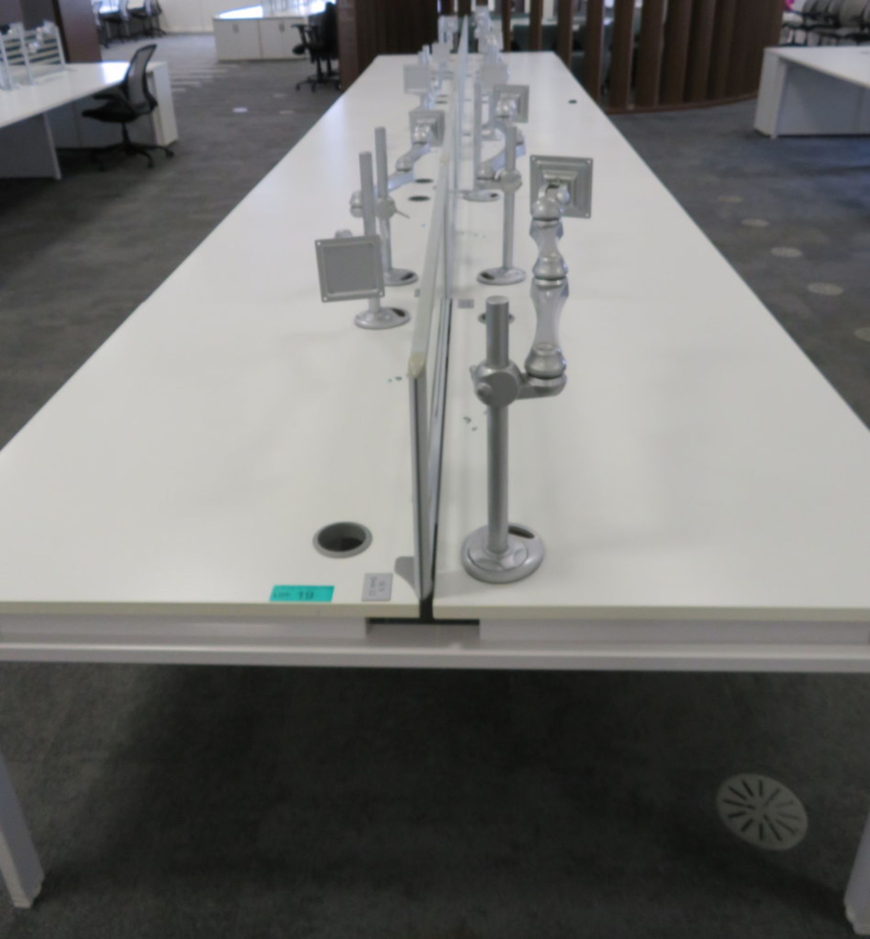 12 Person Desk Arrangement With Dividers, Monitor Arms & Storage Cupboards. - Image 2 of 5