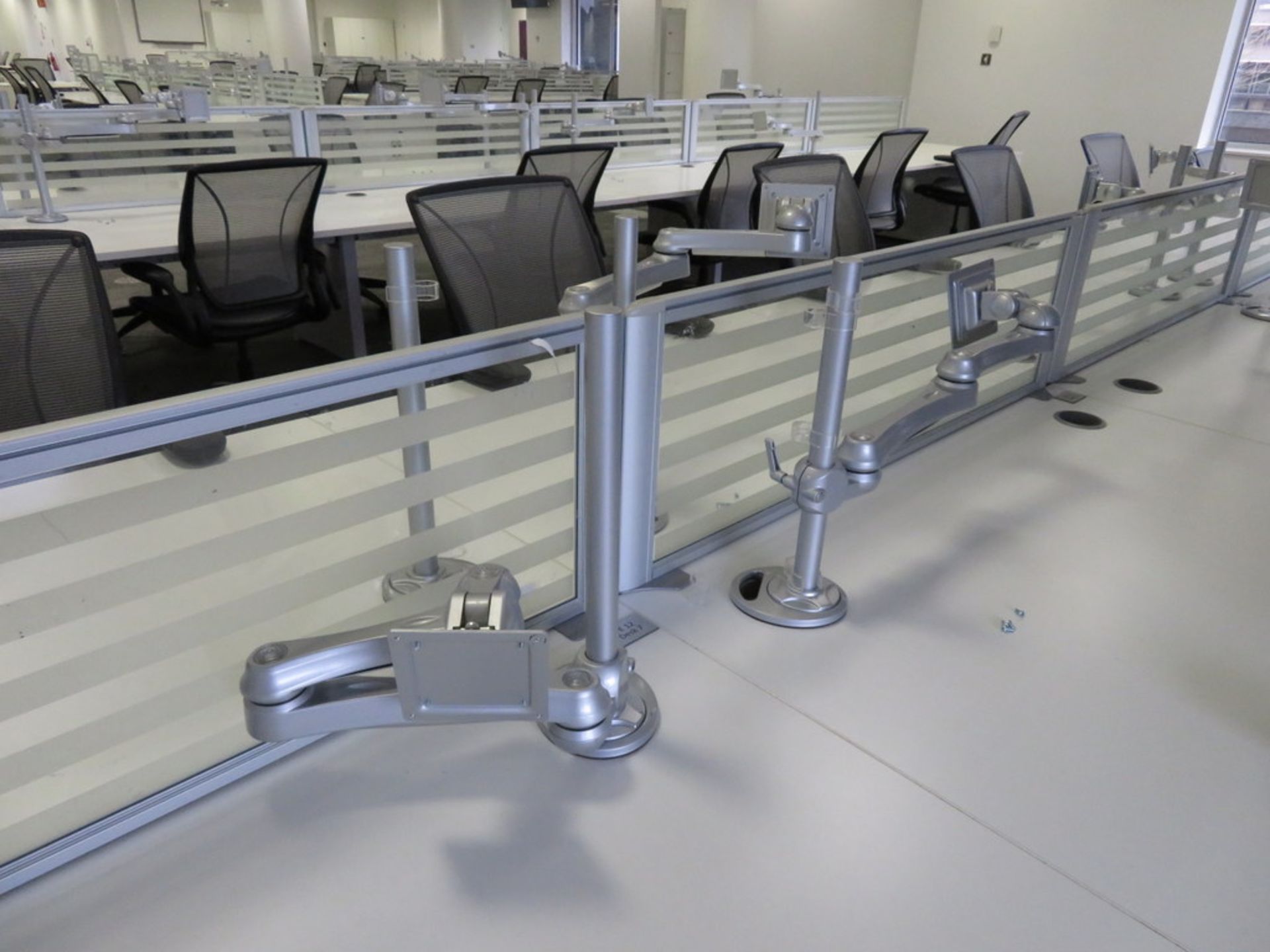 12 Person Desk Arrangement With Dividers & Monitor Arms. Please Note The Chairs Are Not Included. - Image 3 of 4