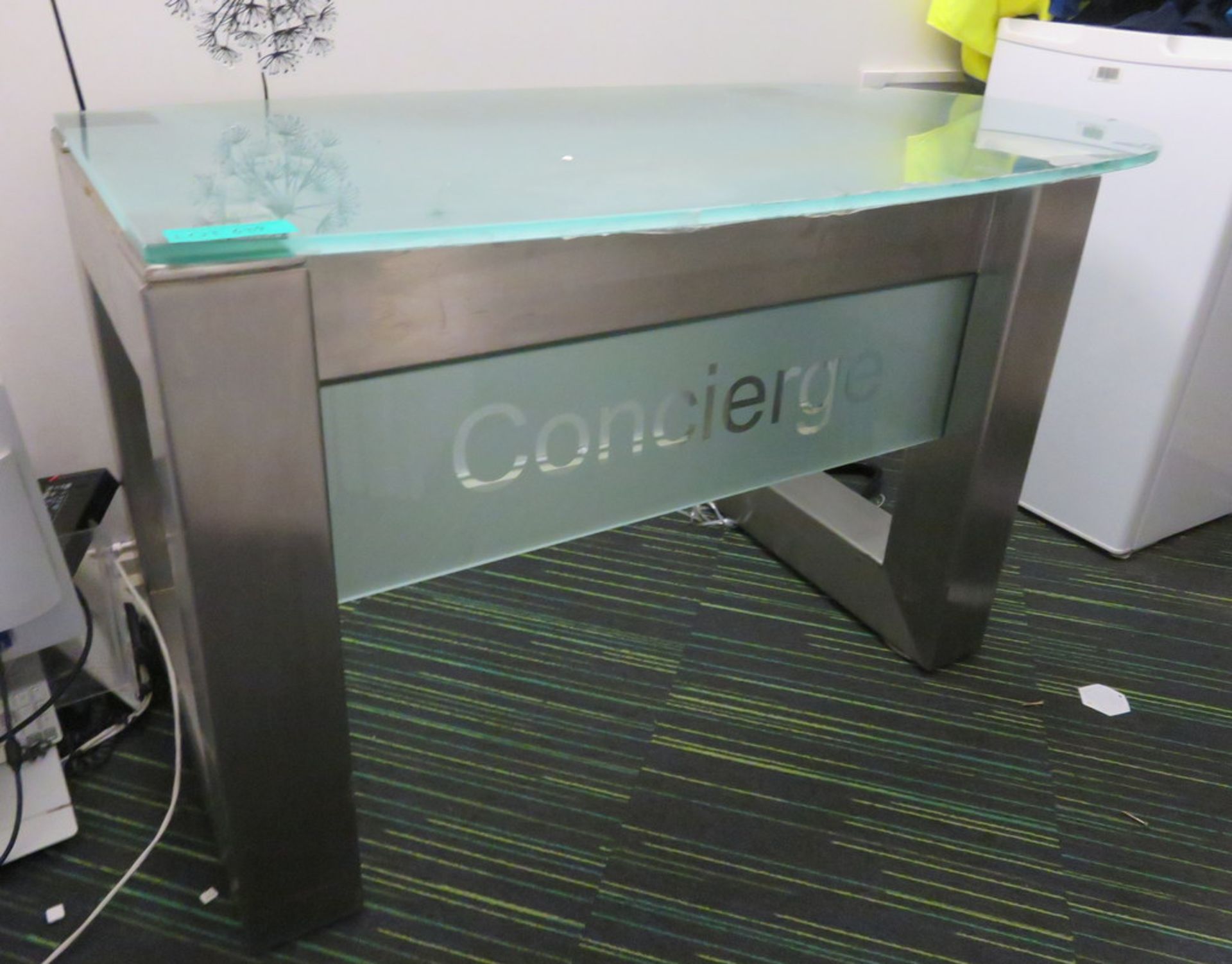 Glass Concierge Desk With Industrial Finished Legs. - Image 2 of 4