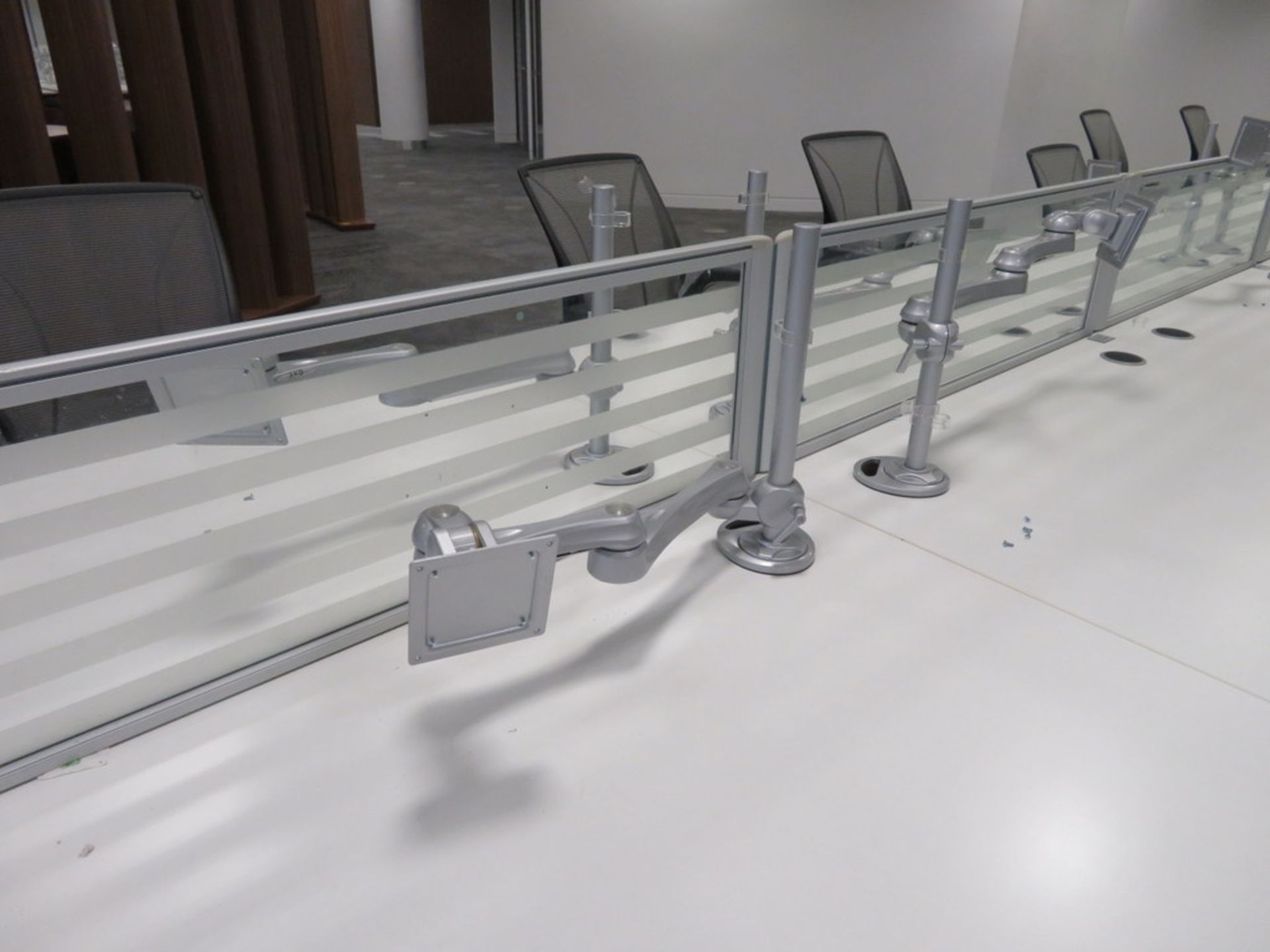 12 Person Desk Arrangement With Dividers & Monitor Arms. Please Note The Chairs Are Not Included. - Image 4 of 4