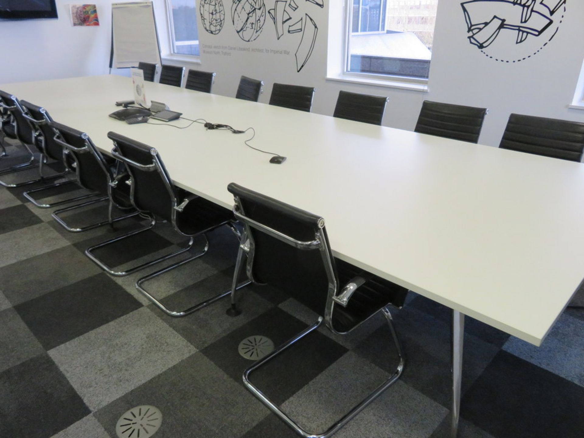 Large 14 Person Conference Table With 14 Chairs. - Image 4 of 4