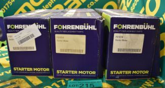 3x Fohrenbuhl Starter Motors - please see pictures for examples of make and model numbers