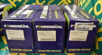 3x Fohrenbuhl Starter Motors - please see pictures for examples of make and model numbers