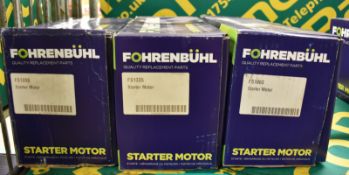 3x Fohrenbuhl Starter Motors - please see pictures for examples of make and model numbers