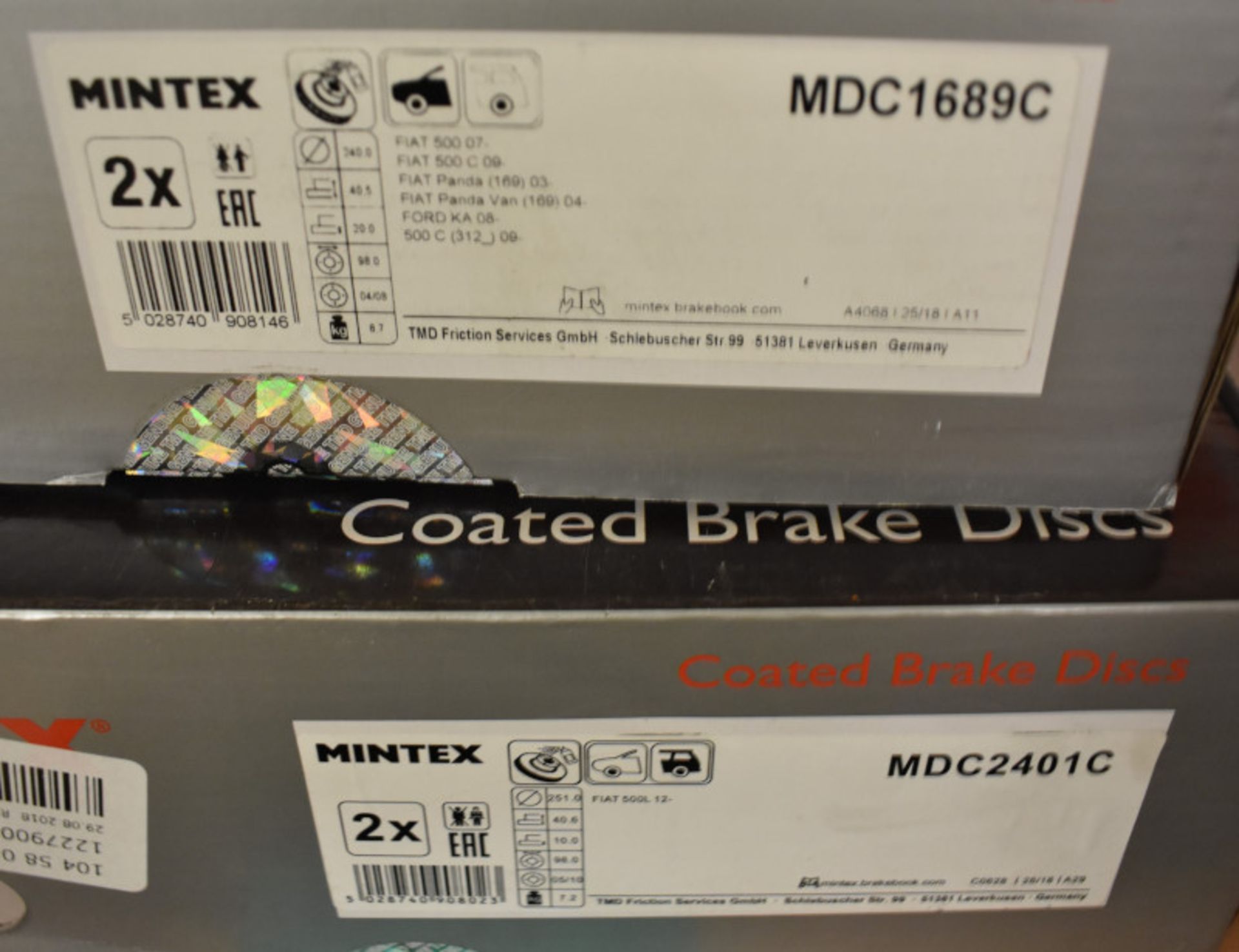 5x Mintex Brake Disc Sets (2x Coated) - please see pictures for examples of make and model - Image 2 of 3