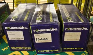 3x Fohrenbuhl Starter Motors - please see pictures for examples of make and model numbers